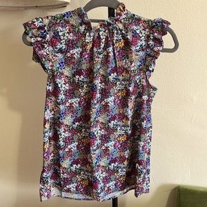 Ruffle sleeve high neck top